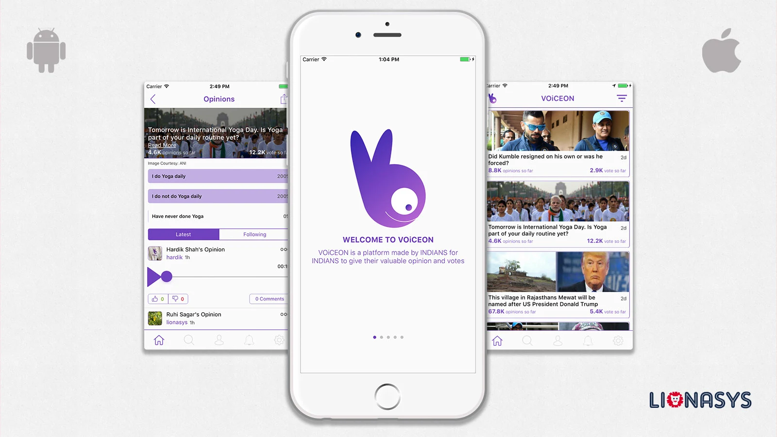 Showcase of VOiCEON - Social Media Application - mobile solution for clients in USA, Australia, UAE